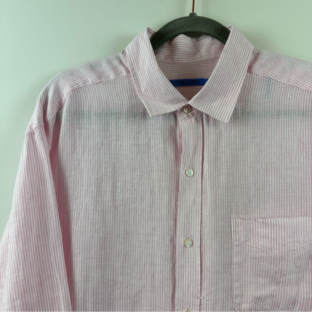 J.McLaughlin Pink Stripe Linen Shirt Size XL 100% Linen